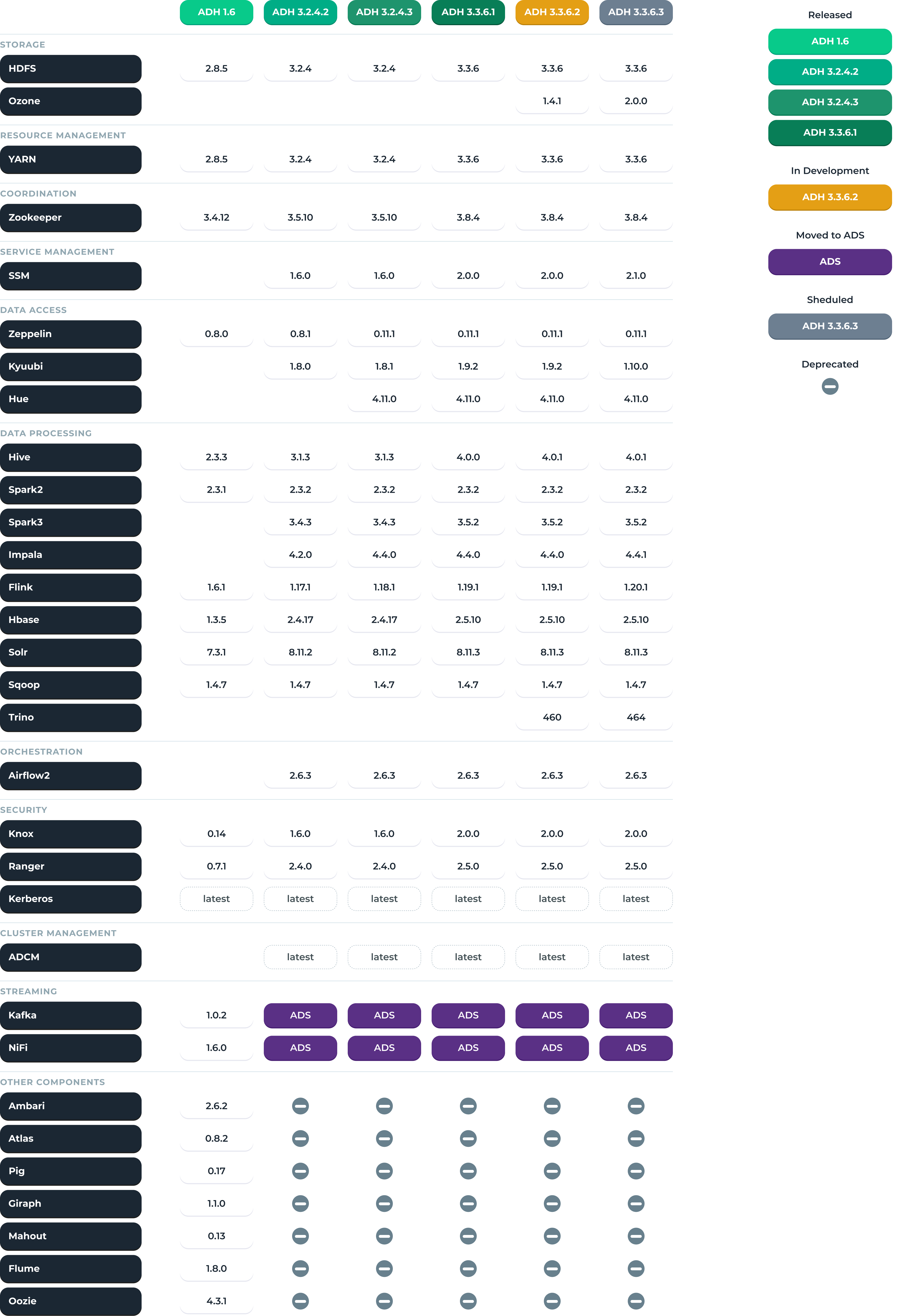 Arenadata Hadoop roadmap